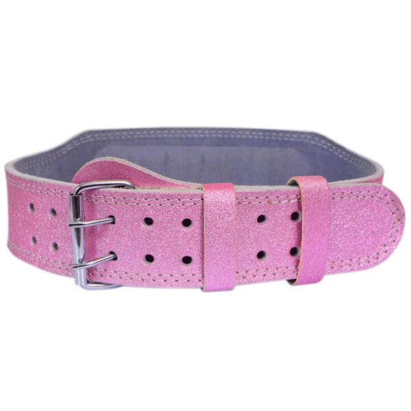 ISG Sports Padderter Glitzer Gürtel – Pink 10mm Dick 4" Breit – Premium Leder Gürtel für Powerlifting, CrossFit &amp; Bodybuilding