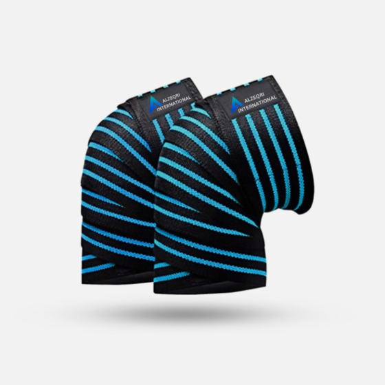 ISG Sports Blaue Knie Wickel – Premium Elastik Material für Maximalen Halt – Ideal für Kniebeugen, Powerlifting &amp; CrossFit