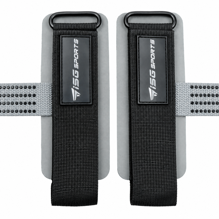 ISG Sports Weightlifting Wrist Straps Grau Non-Slip Handgelenkstraps für Weightlifting, Powerlifting &amp; Bodybuilding