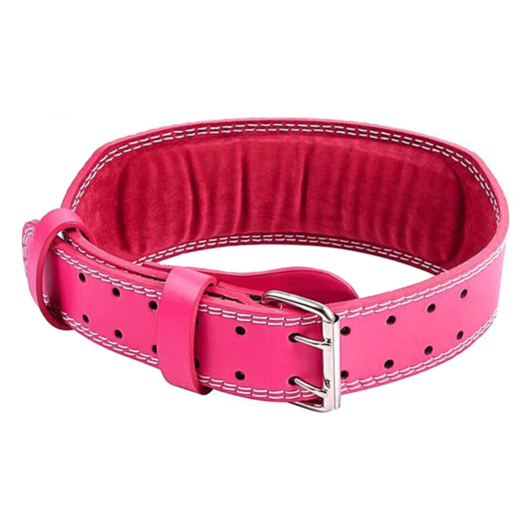 ISG Sports Pink Leder Gürtel – 10mm Dick 4" Breit – Contoured Design mit Doppel-Dornschließe für Powerlifting &amp; Bodybuilding