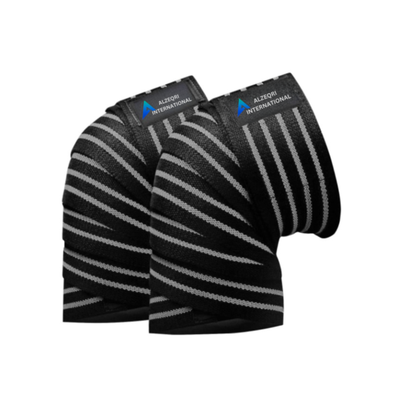 ISG Sports Schwarze Knie Wickel – Premium Elastik Material für Maximalen Halt – Ideal für Kniebeugen, Powerlifting &amp; CrossFit