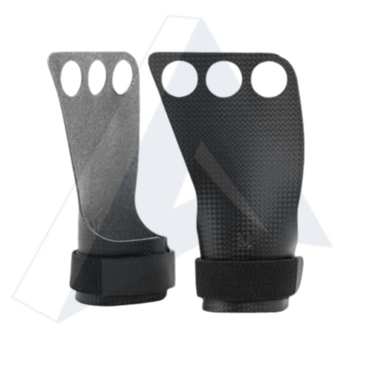 ISG sports Carbon Grips 3-Loch – CrossFit Handgriffe mit Carbon-Oberfläche, rutschfest &amp; strapazierfähig – Fitness Grips für Gewichtheben, Calisthenics, Gymnastik &amp; Pull-Ups