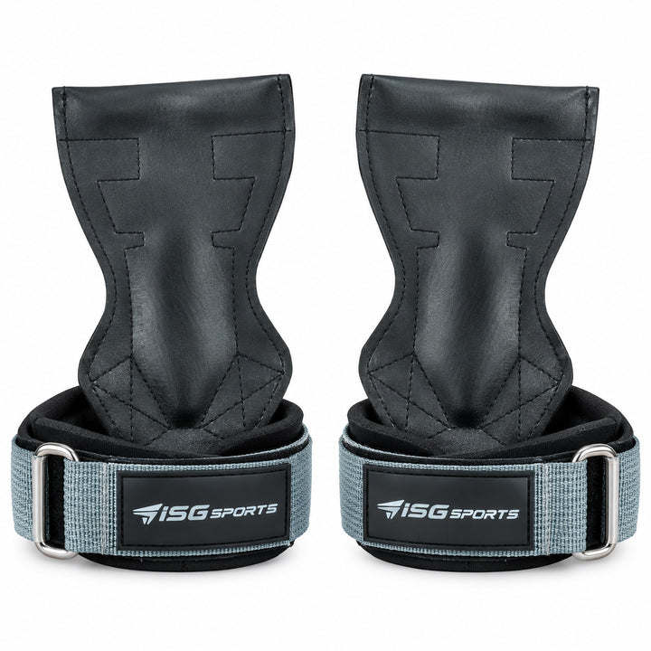 ISG Sports Grau Lifting Wrist Straps 16,5 cm Länge Doppellagiges Anti-Rutsch Material &amp; Stahlschnalle Für Weightlifting, Gym, Workout &amp; Deadlift