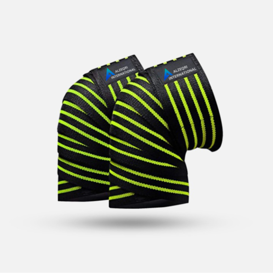 ISG Sports Gelbe Knie Wickel – Premium Elastik Material für Maximalen Halt – Ideal für Kniebeugen, Powerlifting &amp; CrossFit