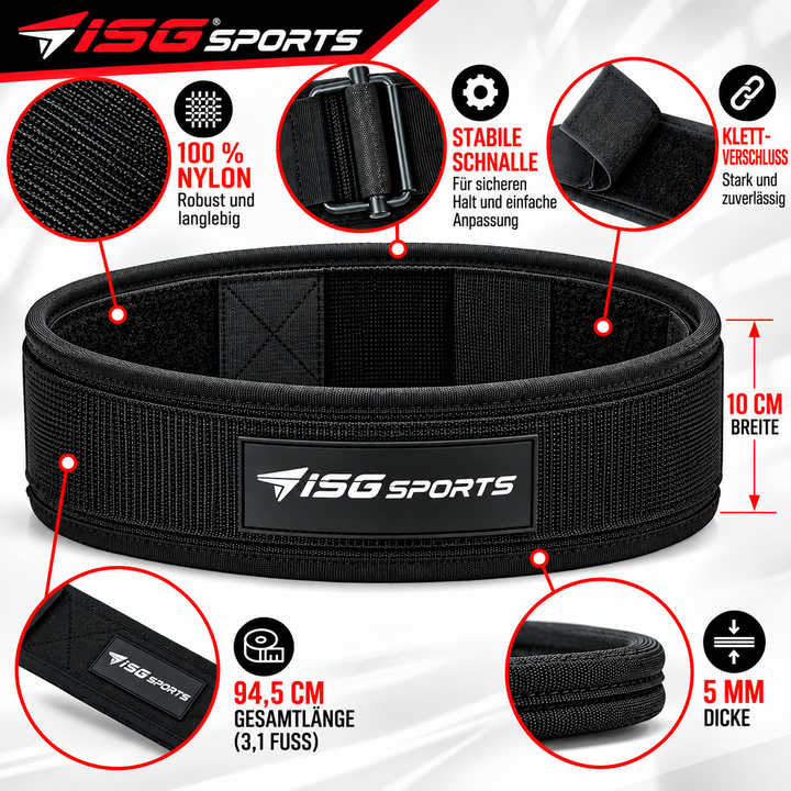 ISG Sports Nylon Gürtel – Schnellverschluss Verstellbarer Taktischer Outdoor Alltag Gürtel – Robust Leicht für Männer &amp; Frauen