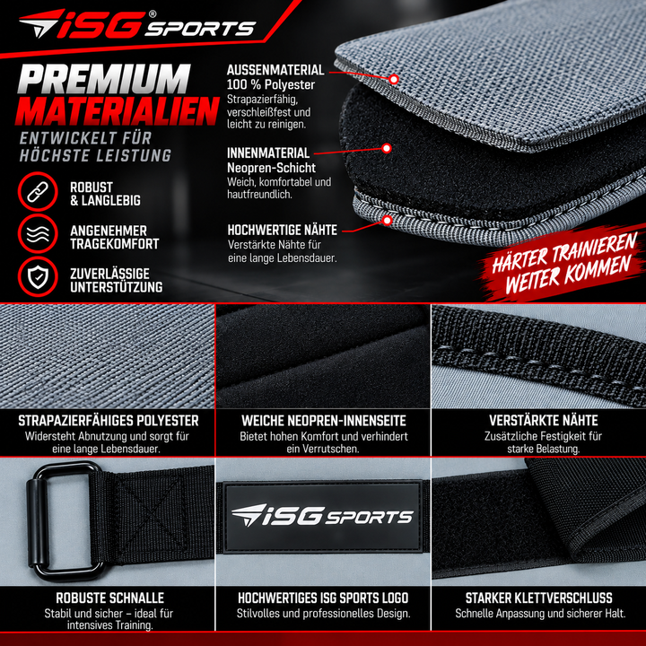 ISG Sports Neopren Stützgürtel – Atmungsaktiv Leicht mit Klettverschluss – Perfekt für Fitness, CrossFit, Rückenschmerzen &amp; Regeneration