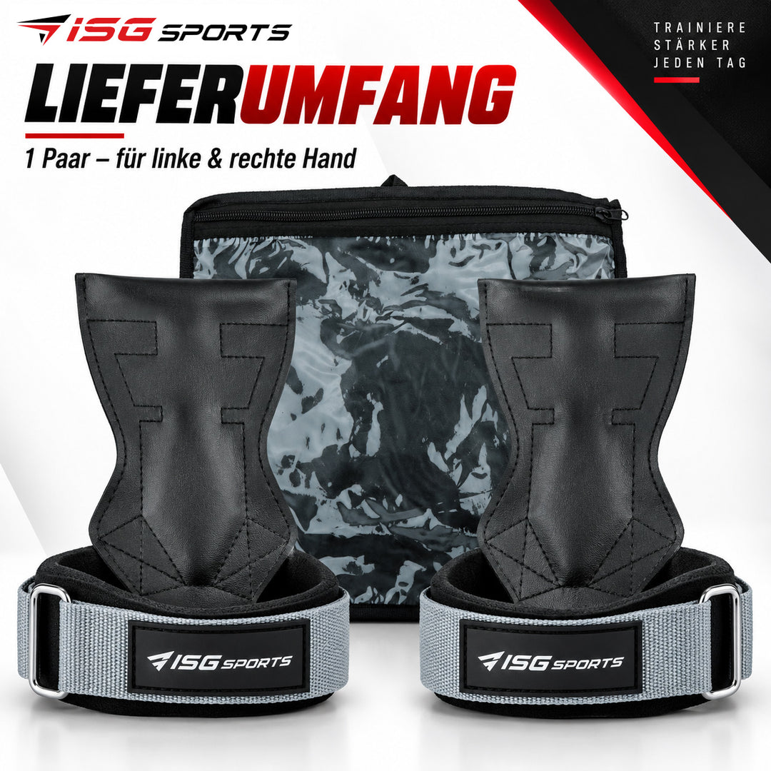 ISG Sports Grau Lifting Wrist Straps 16,5 cm Länge Doppellagiges Anti-Rutsch Material &amp; Stahlschnalle Für Weightlifting, Gym, Workout &amp; Deadlift