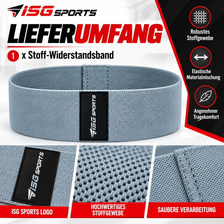 ISG Sports Graues Widerstandsband Elastisch, formstabil &amp; ideal für Squats, Ausfallschritte &amp; Ganzkörper Workouts