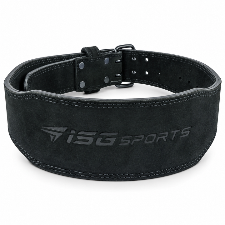 ISG Sports Einfach-Dorn Leder Hebegürtel – 4" Breit Premium Leder – Robust &amp; Langlebig für Powerlifting, Kniebeugen &amp; Kreuzheben