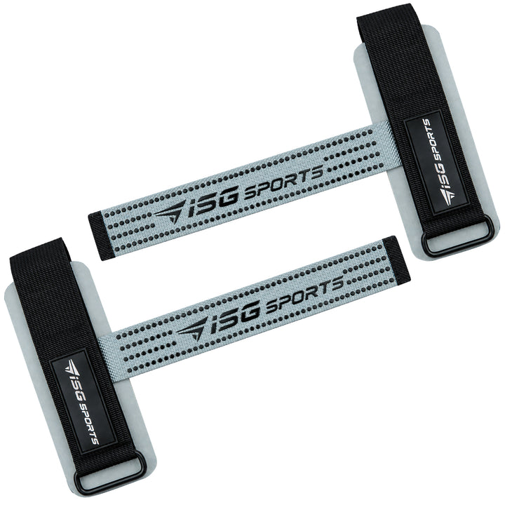 ISG Sports Weightlifting Wrist Straps Grau Non-Slip Handgelenkstraps für Weightlifting, Powerlifting &amp; Bodybuilding