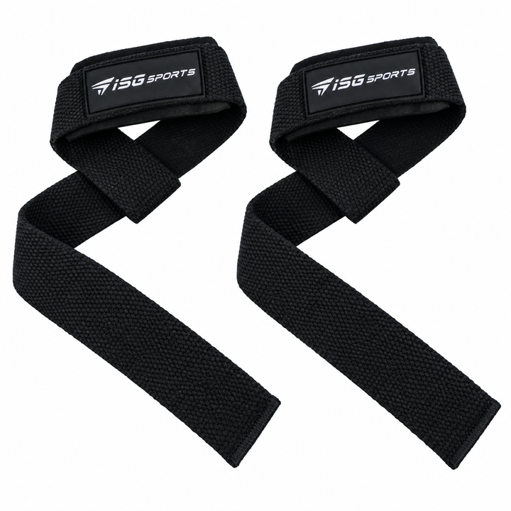 ISG Sports Lifting Straps Schwarz Handgelenkstraps mit 5 Zoll Polsterung für Deadlifts, Rows &amp; Zugübungen maximalen Halt &amp; Komfort