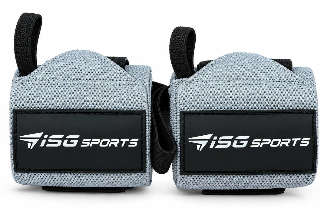 ISG Sports Heavy-Duty Wrist Wraps Grau Handgelenkbandagen mit Daumenschlaufe &amp; Klettverschluss für maximale Unterstützung Kompression &amp; Schutz bei schweren Lifts